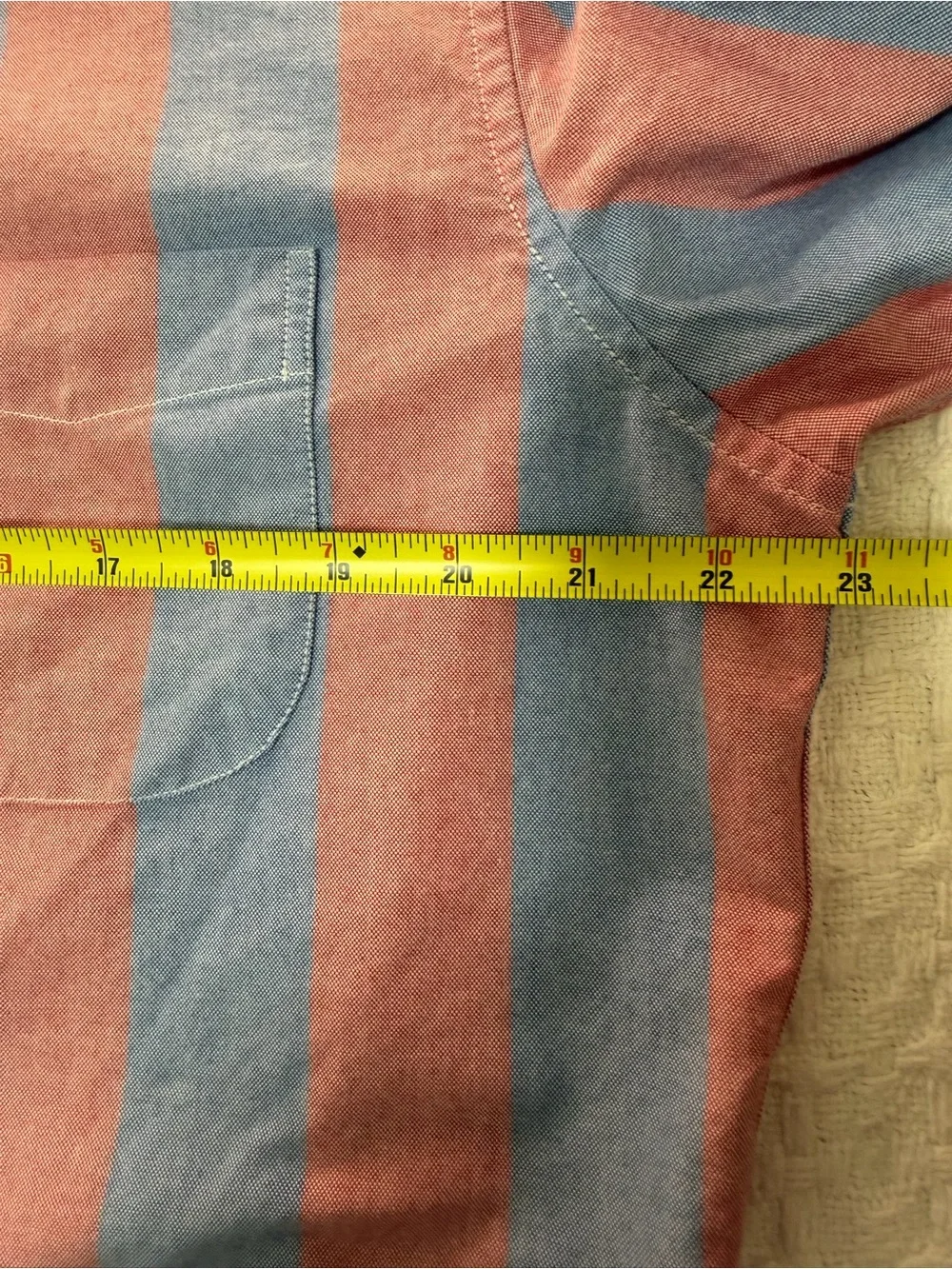 J. Crew Wide Striped Button-Down Shirt in Blue and Coral